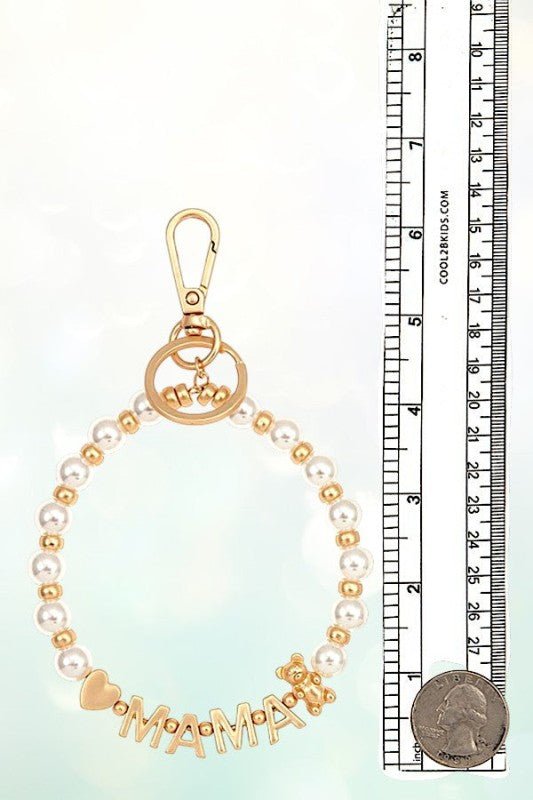 ②ハンドメイドmama Women's Mama Pearl Beaded Bracelet Keychain | Zarnesh