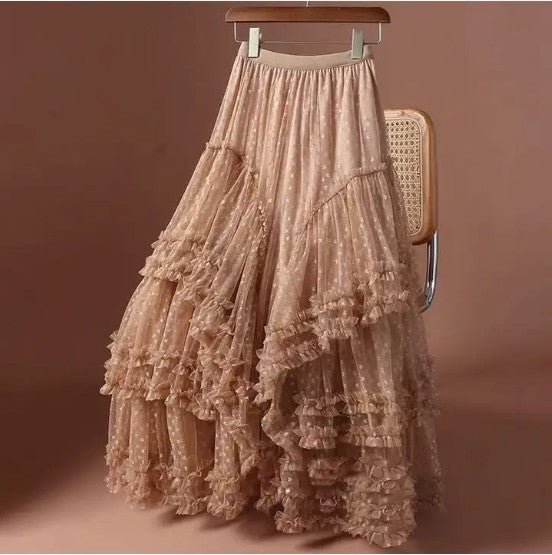 Women's Mesh Ruffle Tiered Tulle Maxi Skirt | Zarnesh