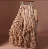 Women's Mesh Ruffle Tiered Tulle Maxi Skirt | Zarnesh