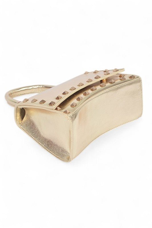 Women’s Metallic Faux Leather Studded Handle Swing Bag | Zarnesh