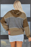 Women's Myrabella Waffle Knit Patchwork Half Button Hoodie | Zarnesh