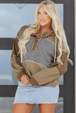 Women's Myrabella Waffle Knit Patchwork Half Button Hoodie | Zarnesh
