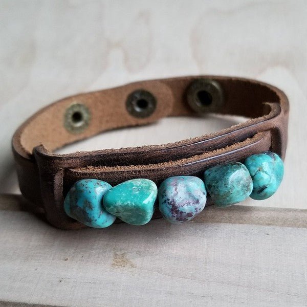 Women’s Narrow Cuff with Natural Turquoise Chunks | Zarnesh