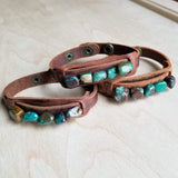 Women’s Narrow Cuff with Natural Turquoise Chunks | Zarnesh