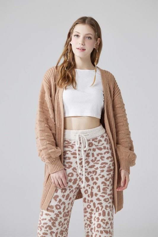 Women’s Oversized Knit Pompom Sleeve Cardigan Sweater | Zarnesh