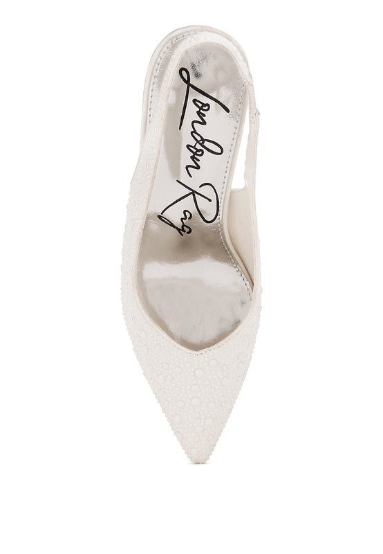 Women's Pearl Embellished Slingback Kitten Heel | Zarnesh