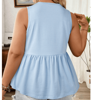 Women’s Peplum Plus Size Solid Sleeveless Bow Tie Tank Top | Zarnesh