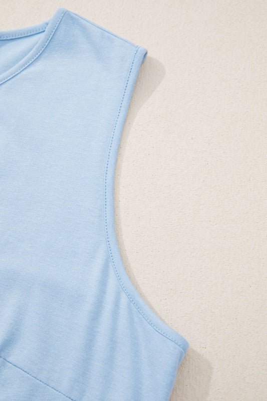 Women’s Peplum Plus Size Solid Sleeveless Bow Tie Tank Top | Zarnesh