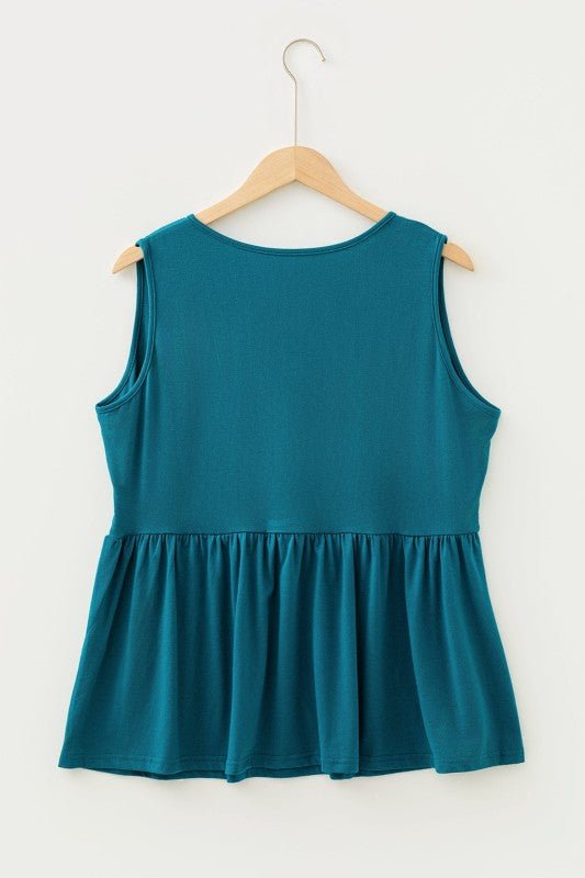 Women’s Peplum Plus Size Solid Sleeveless Bow Tie Tank Top | Zarnesh