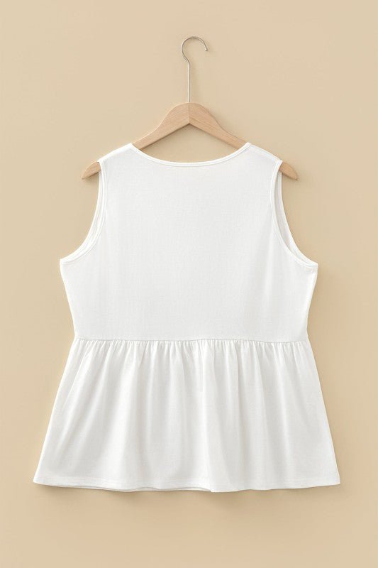 Women’s Peplum Plus Size Solid Sleeveless Bow Tie Tank Top | Zarnesh