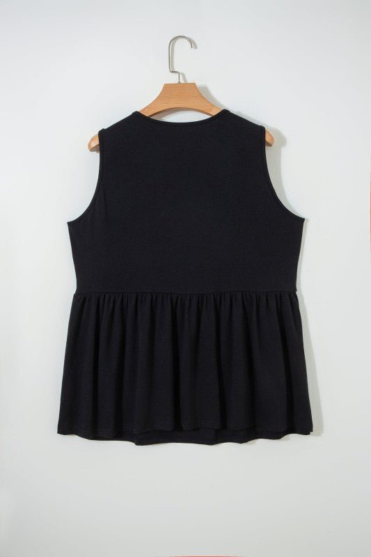 Women’s Peplum Plus Size Solid Sleeveless Bow Tie Tank Top | Zarnesh