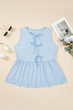 Women’s Peplum Plus Size Solid Sleeveless Bow Tie Tank Top | Zarnesh