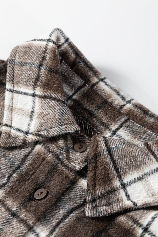 Women’s Plaid Flannel Chest Pocket Boyfriend Shacket | Zarnesh