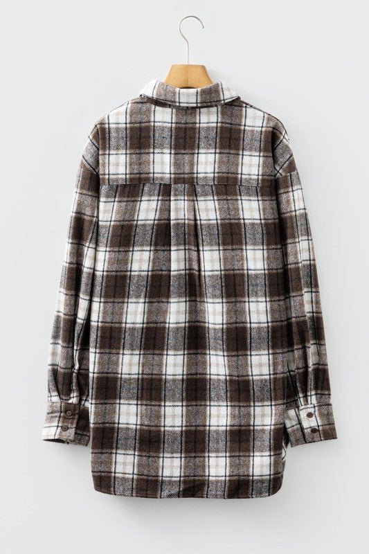 Women’s Plaid Flannel Chest Pocket Boyfriend Shacket | Zarnesh