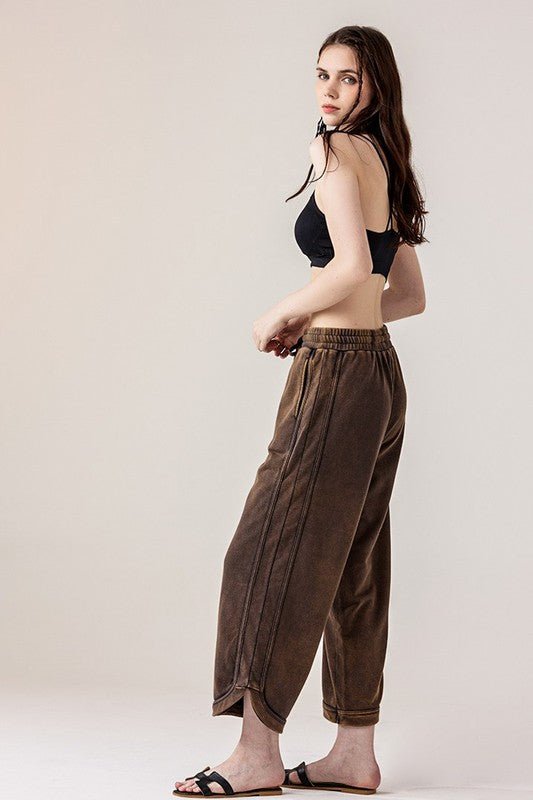 Women’s Plus Dolphin Tail Wide-Leg Mineral Washed Pants | Zarnesh