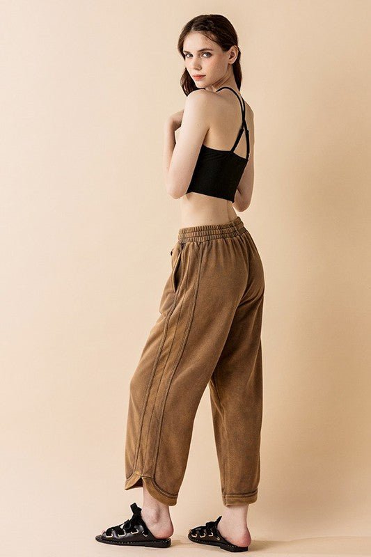 Women’s Plus Dolphin Tail Wide-Leg Mineral Washed Pants | Zarnesh