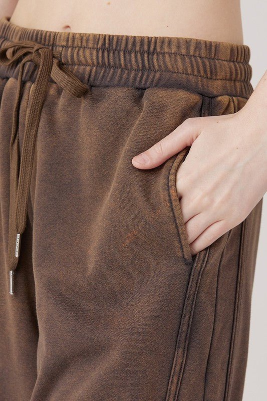 Women’s Plus Dolphin Tail Wide-Leg Mineral Washed Pants | Zarnesh