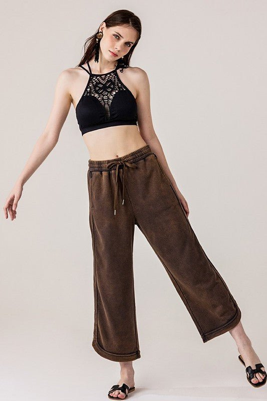 Women’s Plus Dolphin Tail Wide-Leg Mineral Washed Pants | Zarnesh