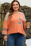 Women’s Plus Size Floral Flower Patchwork Plaid Waffle Top | Zarnesh