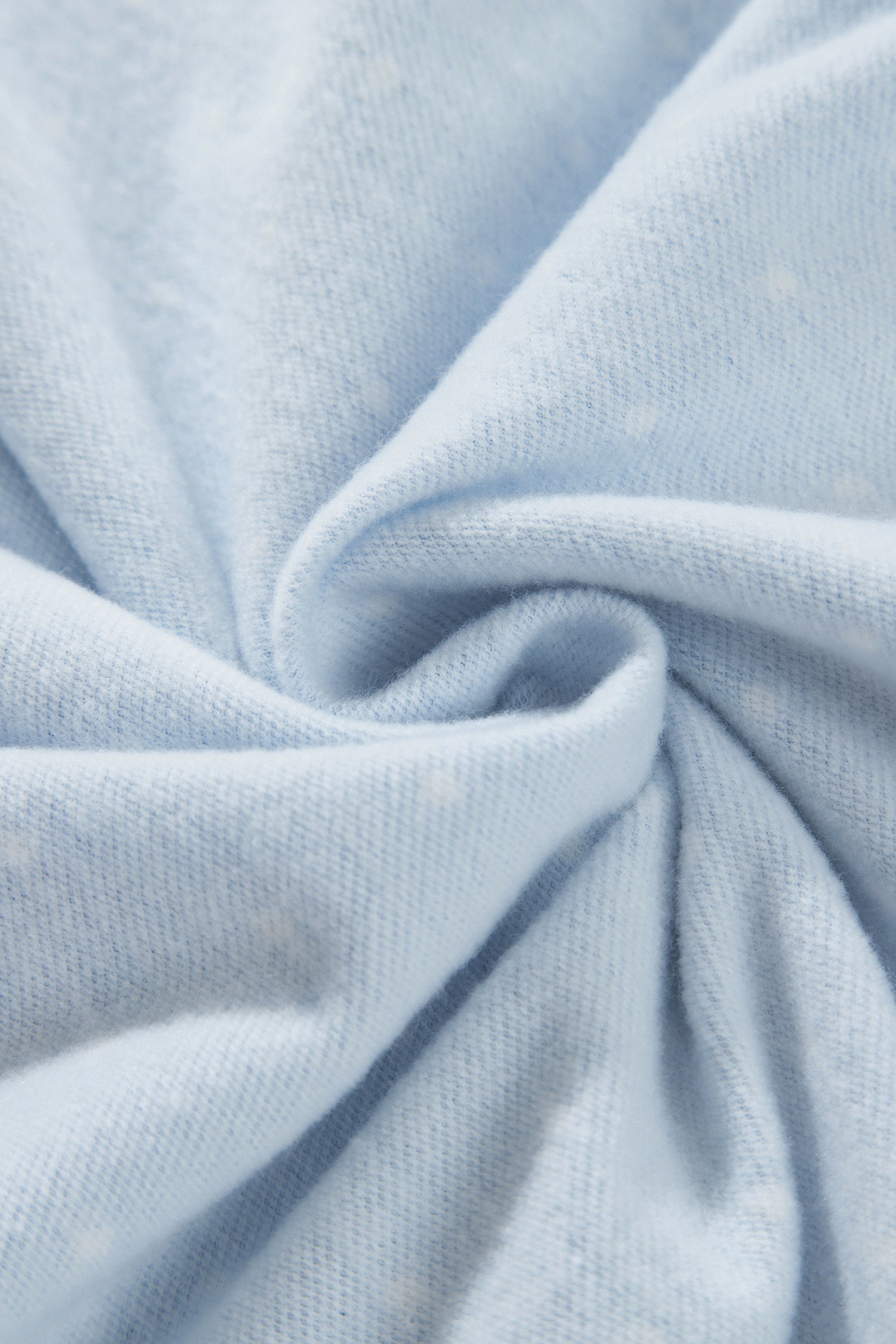 Soft sky blue brushed fleece lining close-up