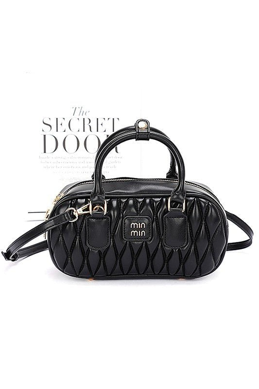 Women’s Quilted Leather Mini Top Handle Crossbody Bag Black Zarnesh
