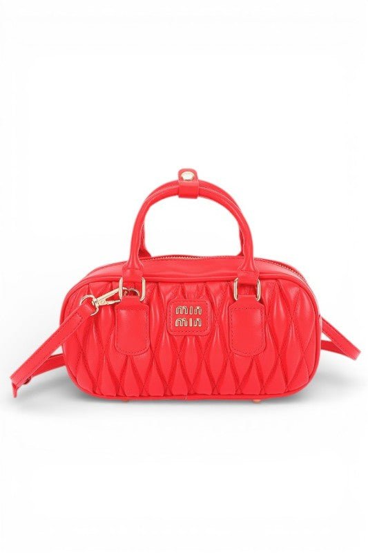 Women’s Quilted Leather Mini Top Handle Crossbody Bag Red Zarnesh