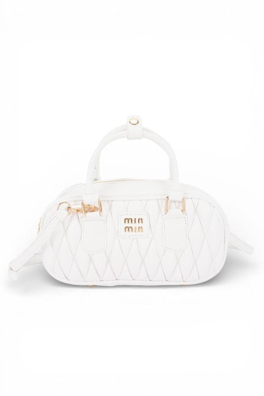 Women’s Quilted Leather Mini Top Handle Crossbody Bag White Zarnesh