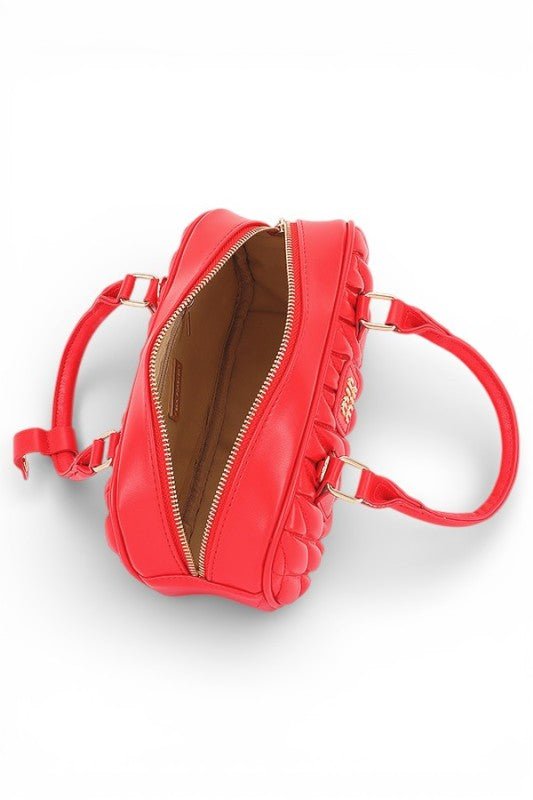Women’s Quilted Leather Mini Red Top Handle Crossbody Bag Zarnesh