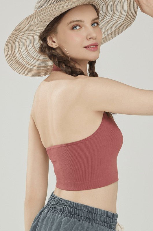 Women’s Ribbed Seamless V-Neck Knit Longline Bralette | Zarnesh