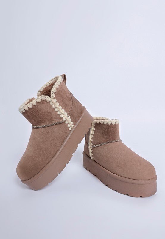 Women’s Rochas Scalloped Trim Faux Suede Snow Boots | Zarnesh