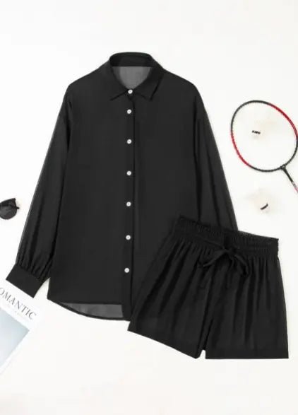 Women’s Sheer Tunic Shirt & Shorts Beach Cover-Up | Zarnesh