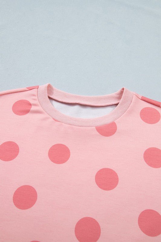 Women’s Short Sleeve Polka Dot Top & Mini Skirt Set | Zarnesh