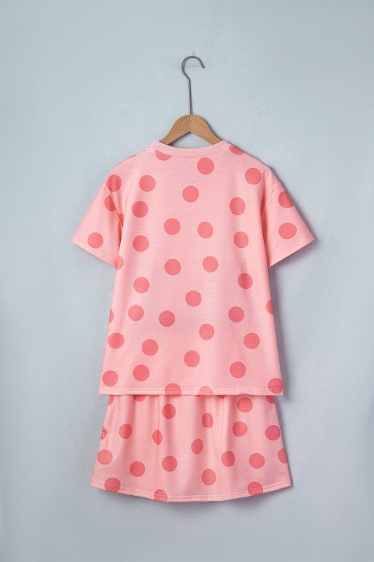 Women’s Short Sleeve Polka Dot Top & Mini Skirt Set | Zarnesh