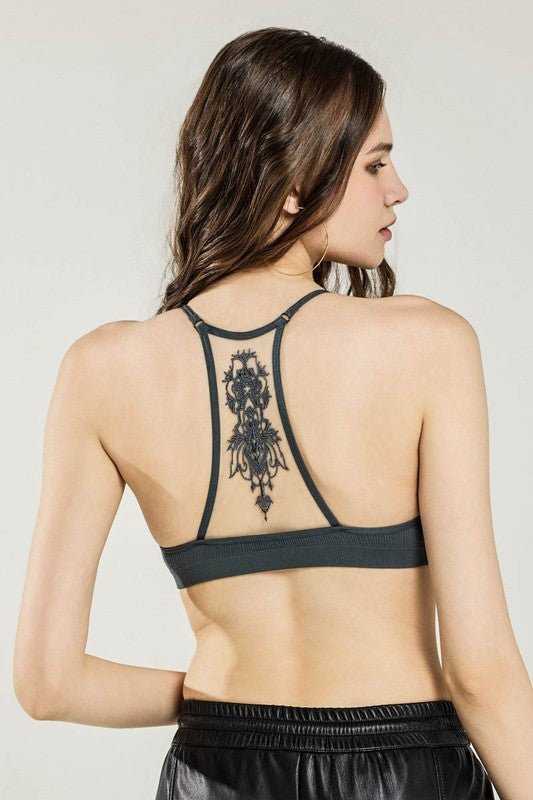 Women's Tattoo Seamless Ribbed Racerback Bralette | Zarnesh
