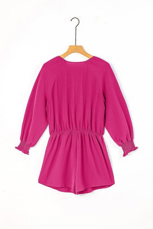Women’s V-Neck Tie-Knot Puff Sleeve Romper | Zarnesh