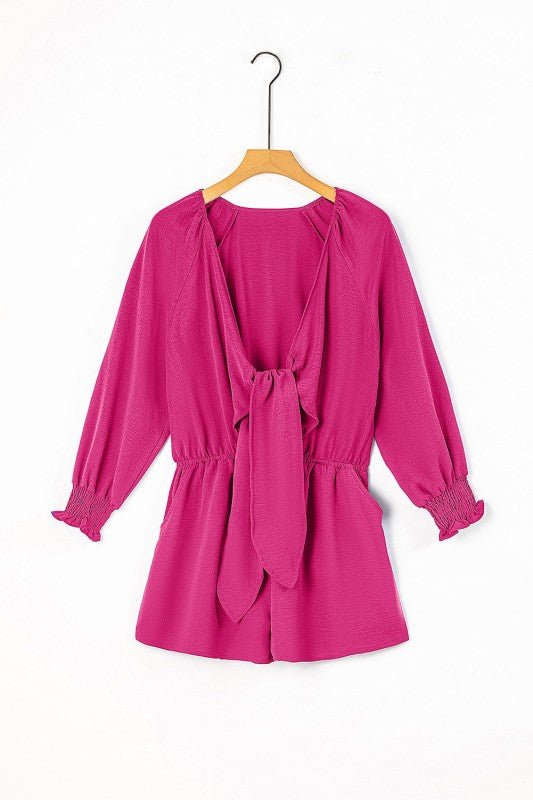 Women’s V-Neck Tie-Knot Puff Sleeve Romper | Zarnesh