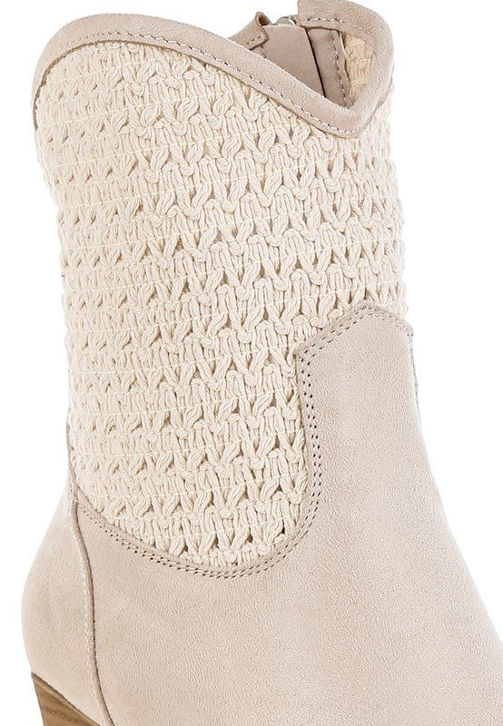 Women's Woven Pointy Western Booties | Zarnesh