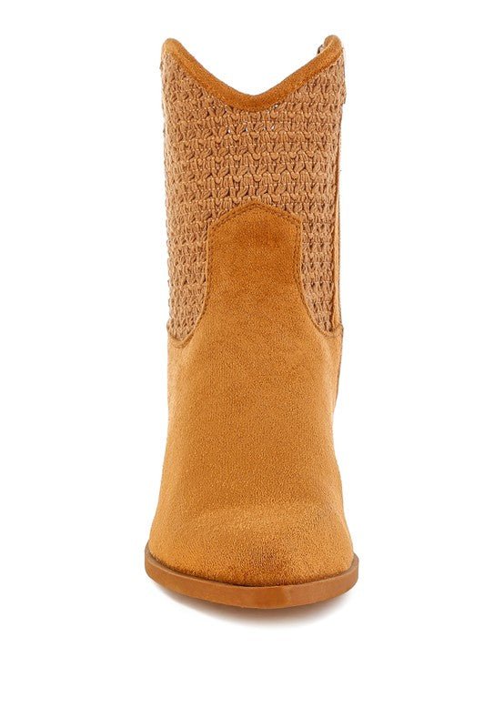 Women's Woven Pointy Western Booties | Zarnesh