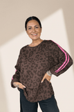 Leopard Print Varsity Stripe Tunic Top | Zarnesh