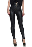 Zip Front High Waist Leather Moto Leggings | Zarnesh