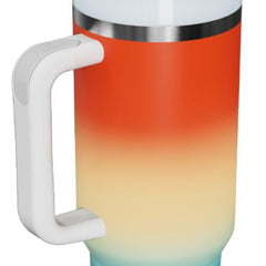 Gradient Multicolor Stainless Steel Tumbler with handle and straw