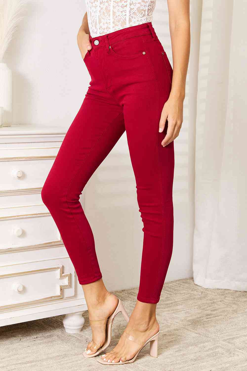 Judy Blue Full Size High Waist Tummy Control Skinny Jeans - Scarlet