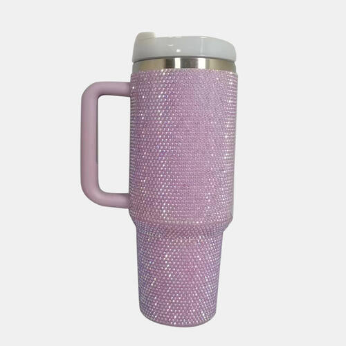 Sparkle in Every Sip: Rhinestone Stainless Steel Tumbler with Straw