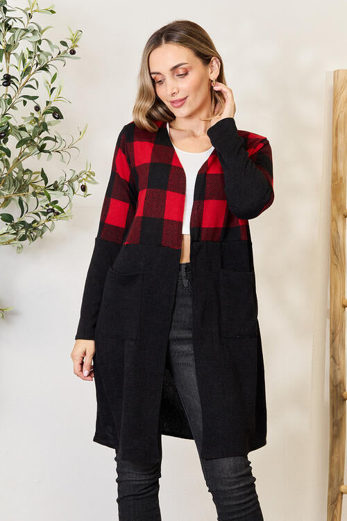 Women Heimish Full Size Plaid Open Front Cardigan | Zarnesh