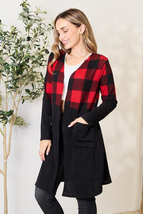 Women Heimish Full Size Plaid Open Front Cardigan | Zarnesh