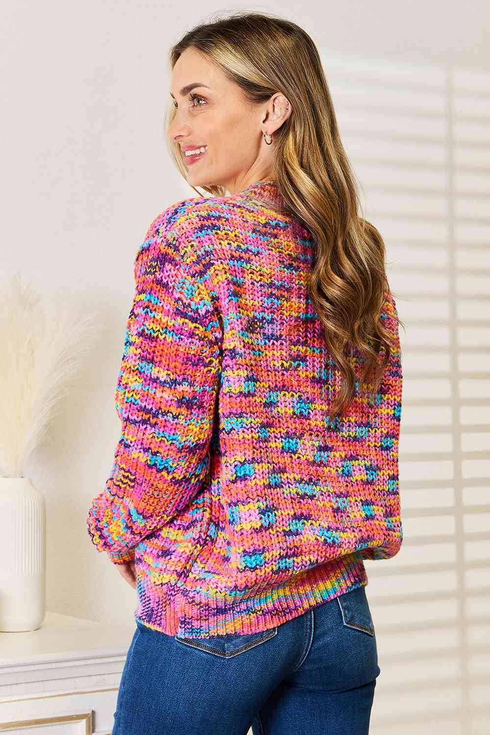 Women Woven Right V-Neck Long Sleeve Cardigan | Zarnesh