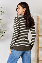 Zarnesh Women Zenana Full Size Striped Snap Down Cardigan