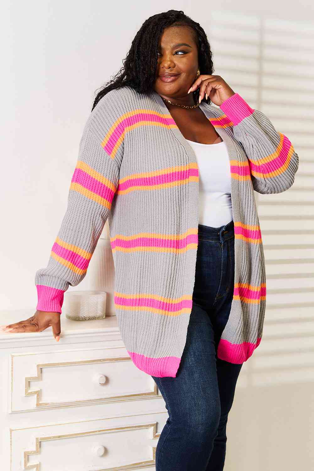 Woven Right Ribbed Long Sleeve Cardigan | Timeless Comfort and Effortless Elegance