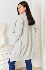 Women Double Take Duster Cardigan with Pockets - Light Gray | Zarnesh