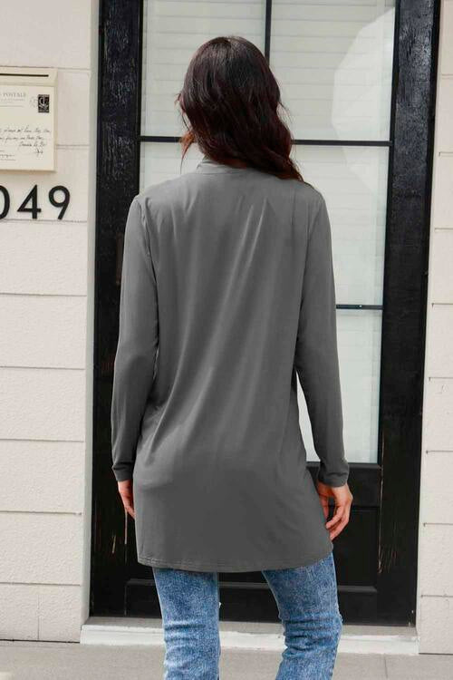 Women Full Size Open Front Long Sleeve Cardigan with Pockets | Zarnesh